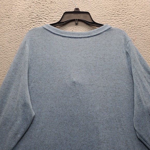 LOGO by Lori Goldstein Cardigan Sweater Womens 2X Blue Asymmetrical Hem V-Neck - Picture 9 of 9